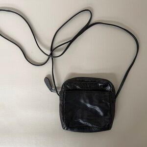 Black Leather Crossbody Shoulder Bag